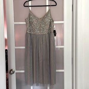 Sequin and tulle midi length formal dress